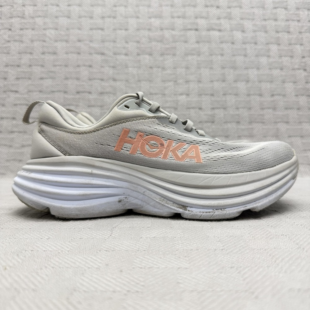 HOKA Bondi 8 Gray Womens Size 7.5 Cushioned Running Sneakers Lightweight Mesh